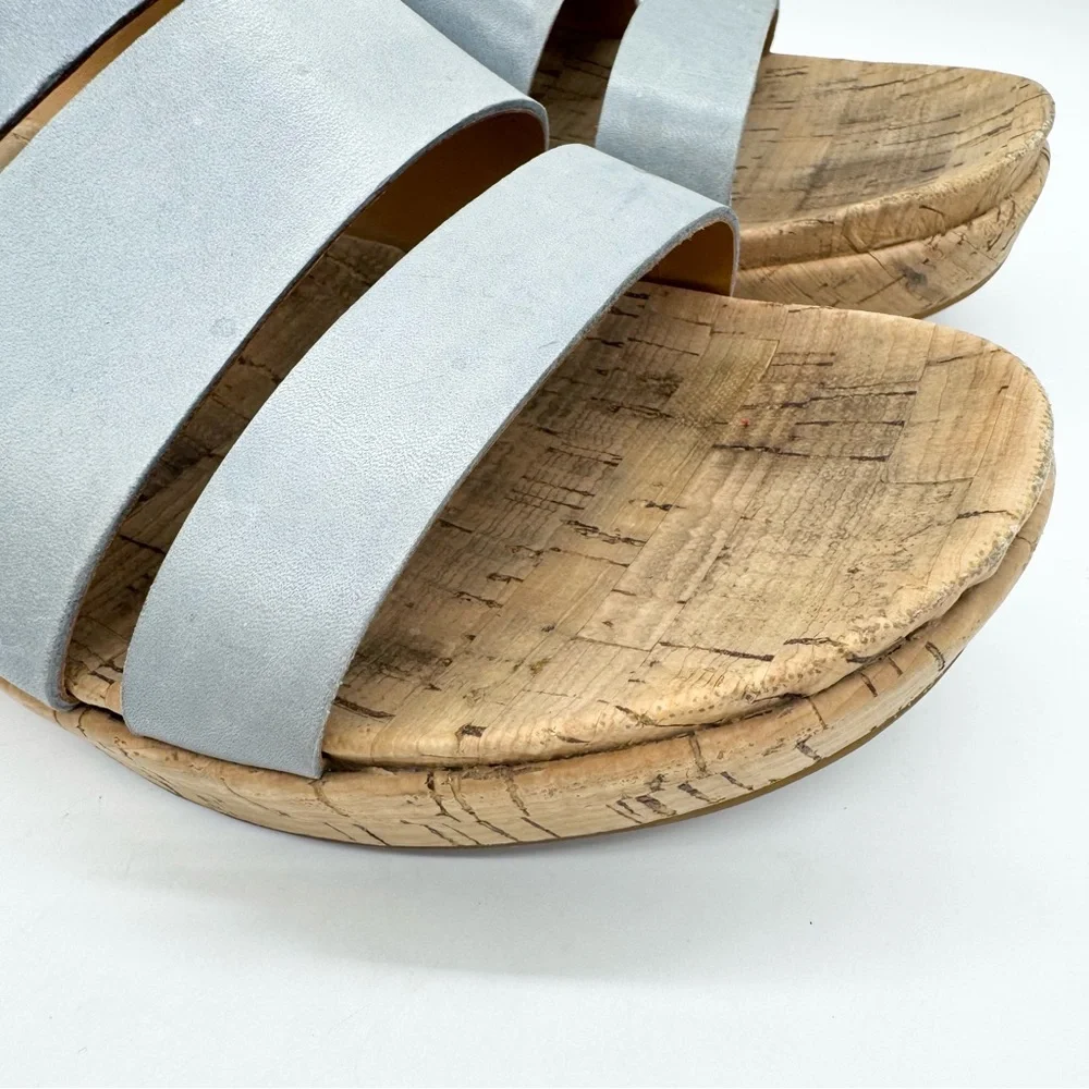 Kork-Ease Menzie Wedge Triple Strap Slide Sandal In Periwinkle Leather‎ Size 9